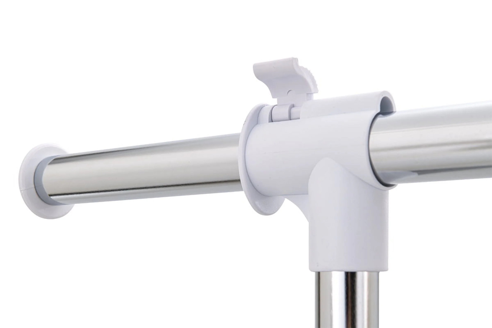 Adjustable Metal Rolling Garment Clothes Rack, Chrome & White