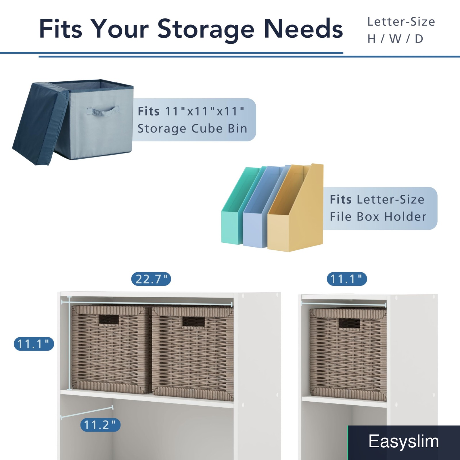 3-Cube Stackable Storage Organizer Bookcase Steel Blue Engineered Wood