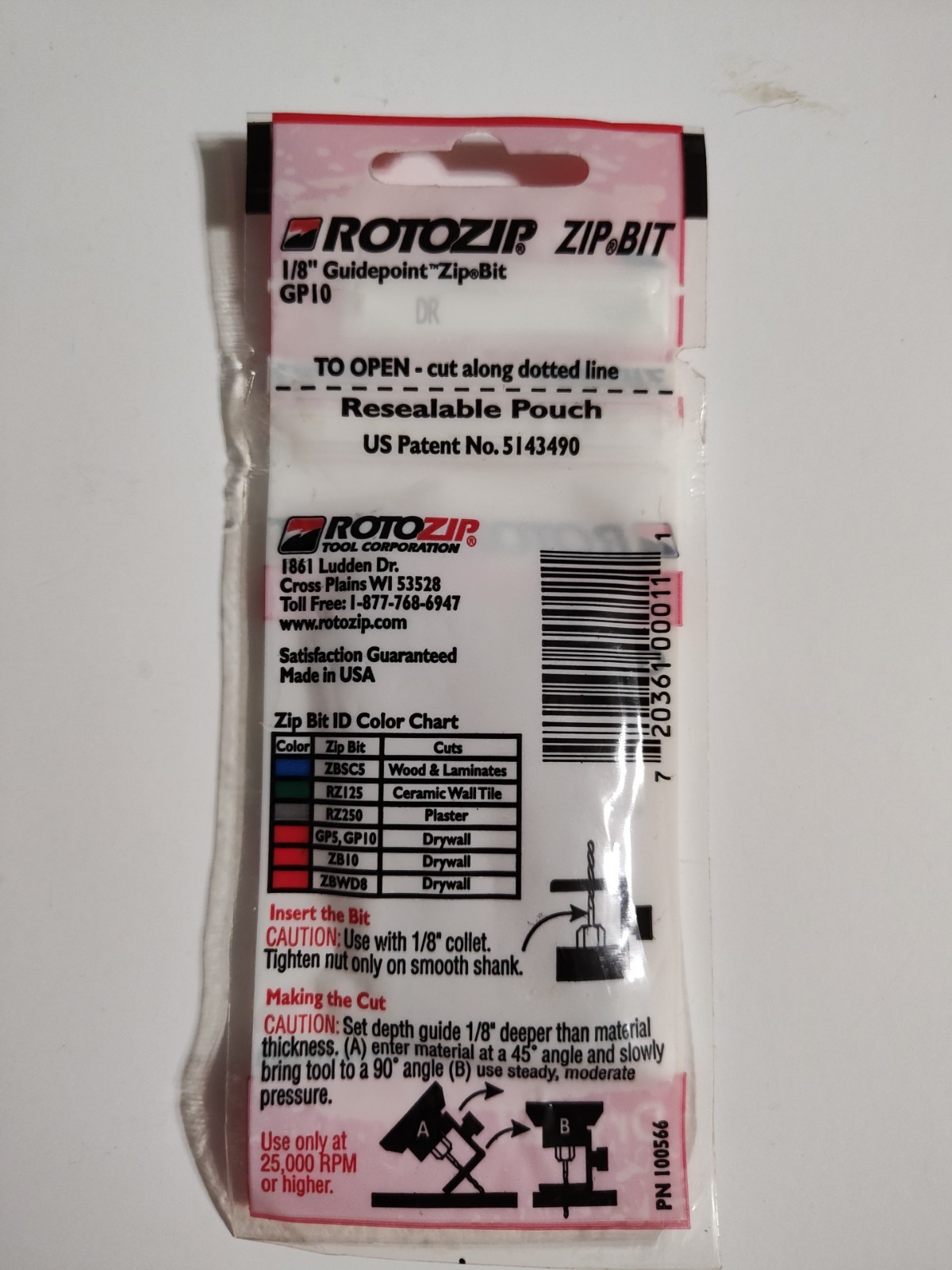 Rotozip GP10 1/8″ Guidepoint Drywall Zip Bits 10 Pack by Bosch G4C