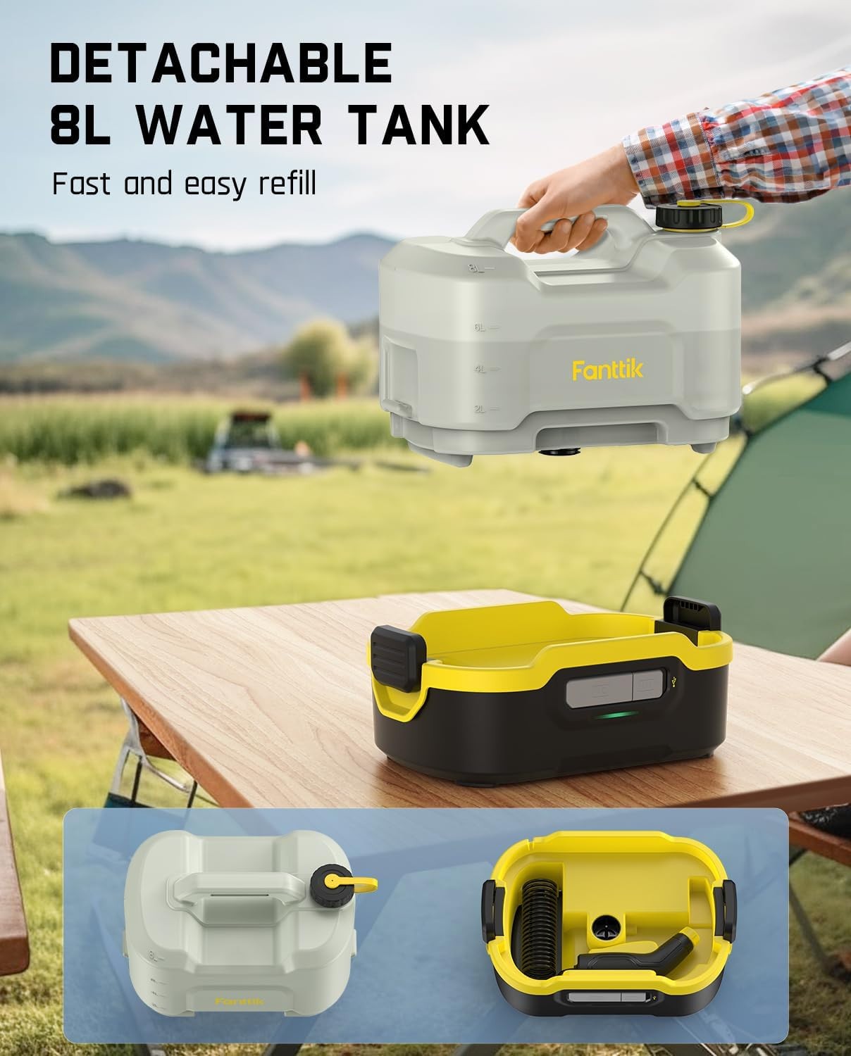 Fanttik Portable Cordless Electric Sprayer w/2.1Gal Tank, Retractable Spray Head