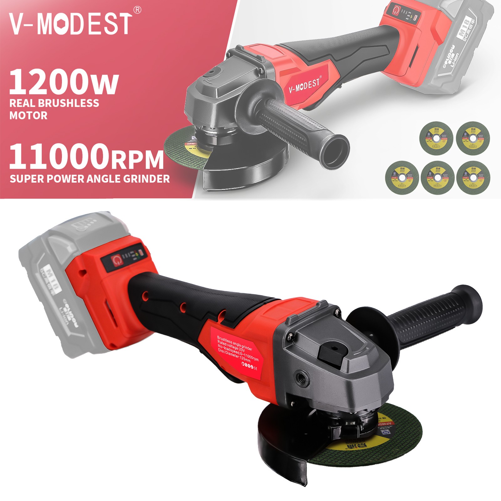 Cordless 4-1/2″ to 5″ Angle Grinder for Milwaukee M18 Battery Brushless 11000RPM