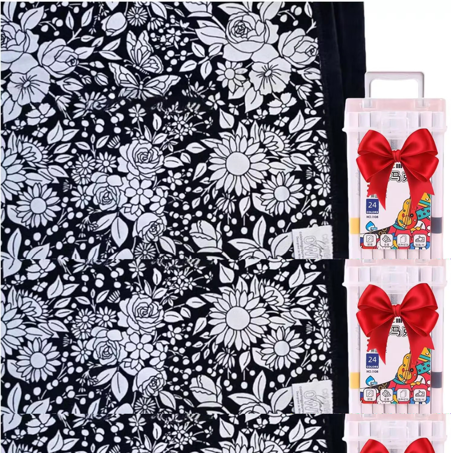 DIY Coloring Blanket 50×60 with 24 Washable Color Pens for Kids Adult Home Decor