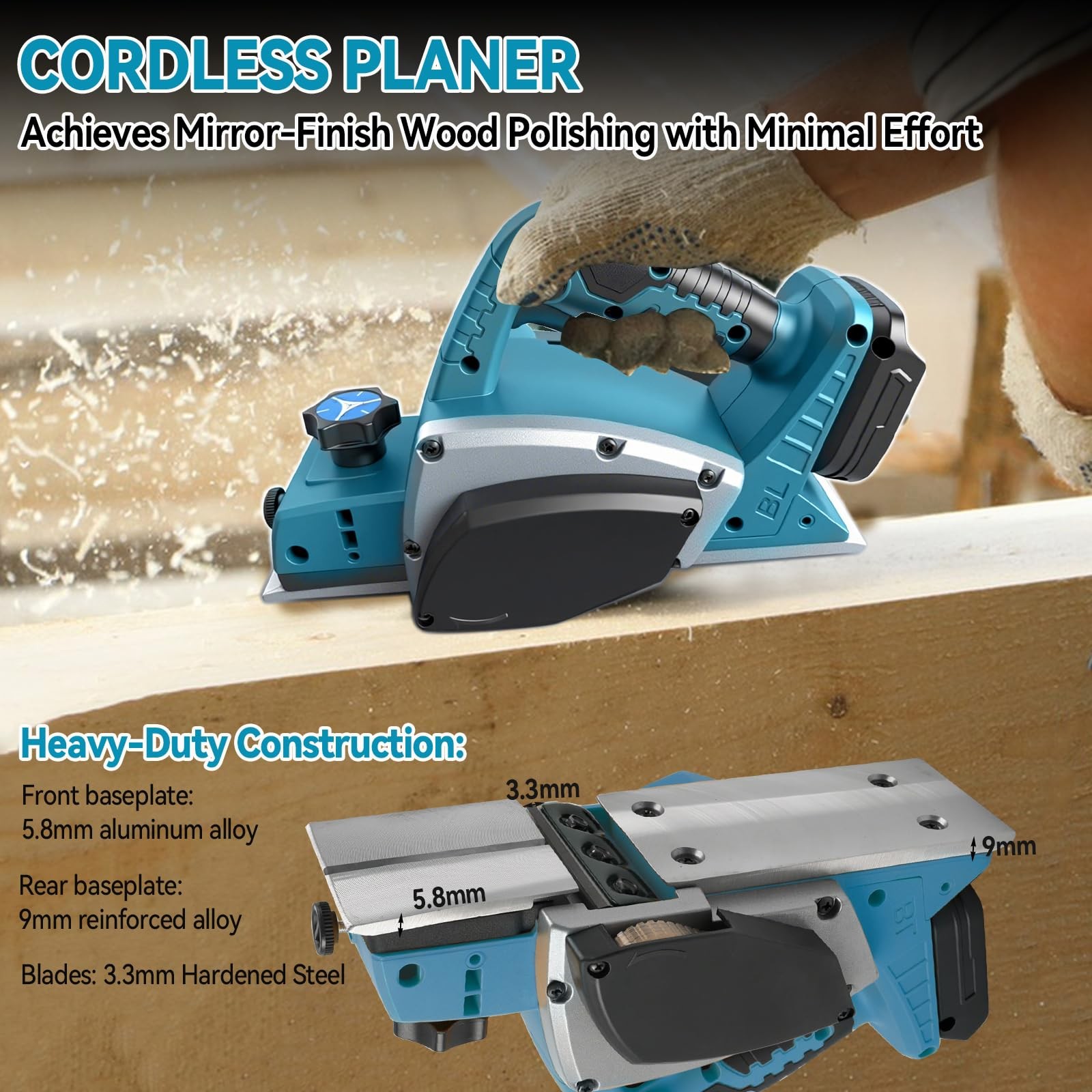 Dcvbny Cordless Hand Planer For Makita 18V Battery Tool Only 3-1/4 15000 Rpm