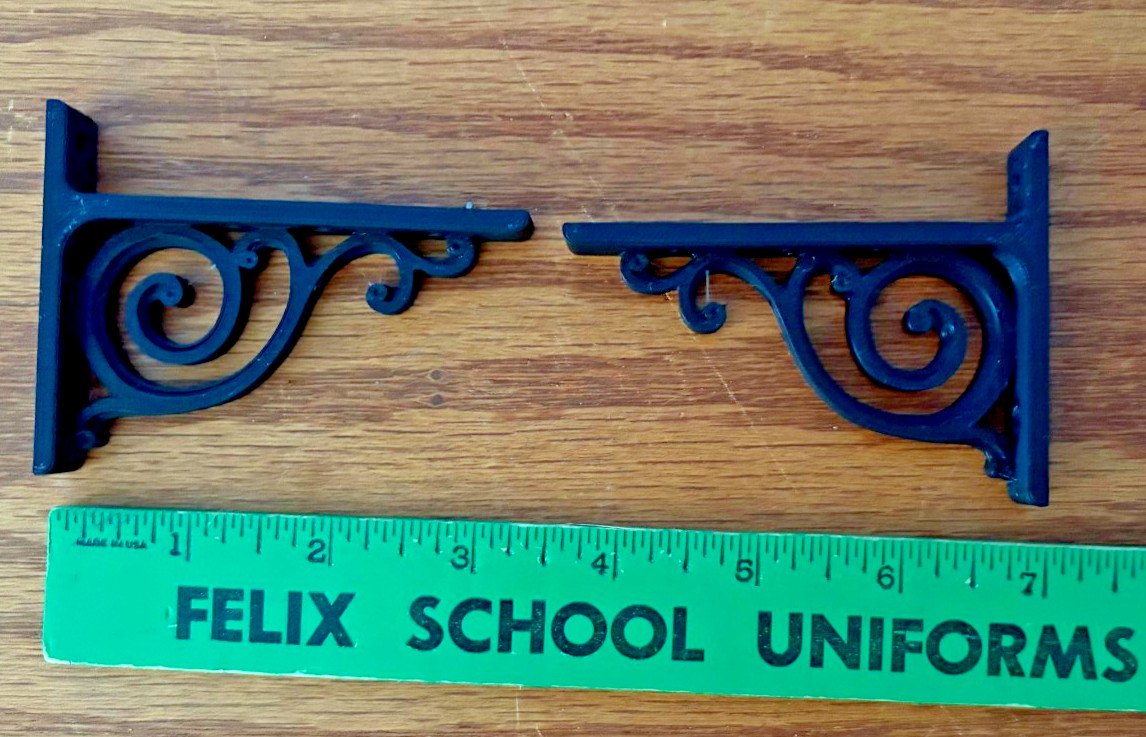 2 Black Shelf Shelving Brackets 3 in X 2.5 in Curio Display Durable Elegant