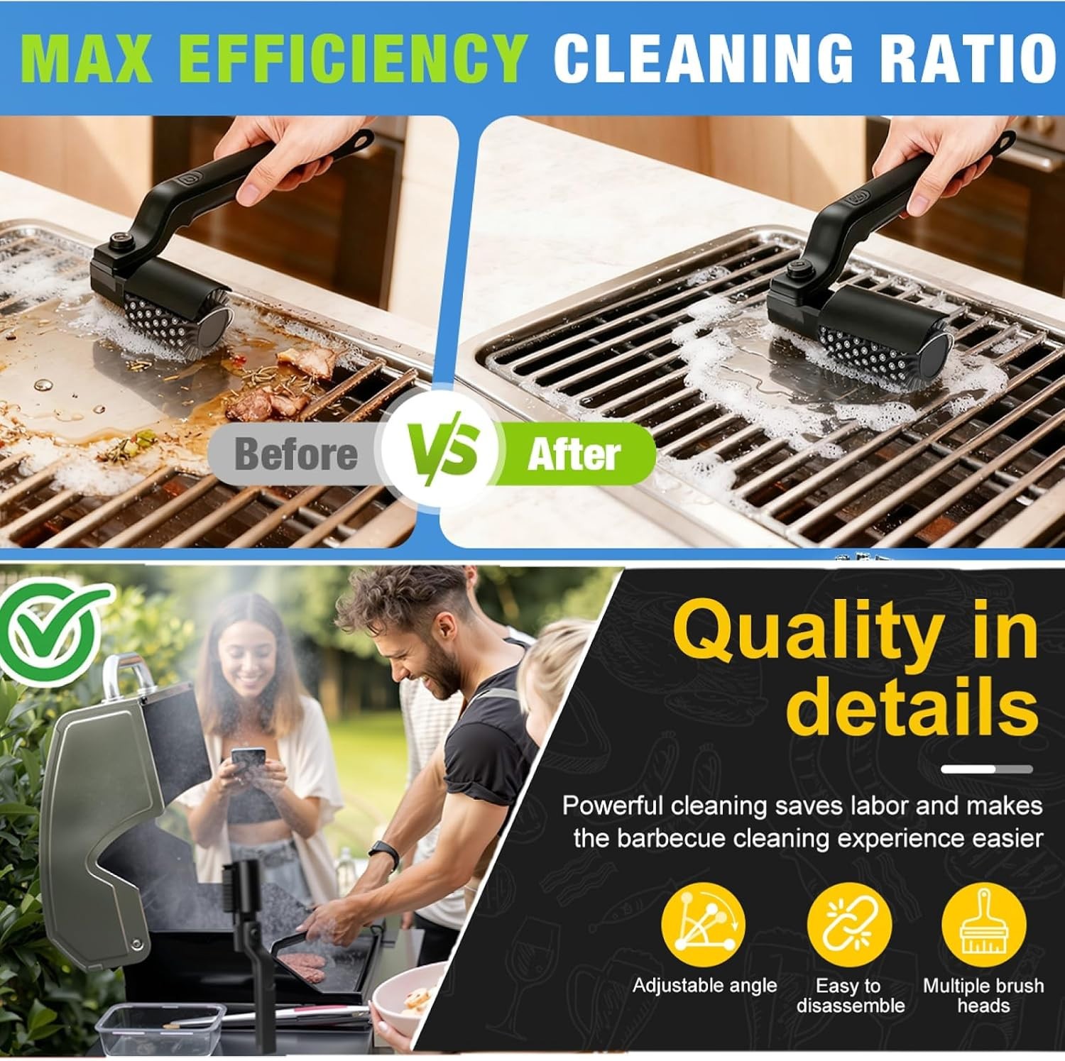 Electric BBQ Grill Brush – 2600mAh Rechargeable Cleaning Brush Wireless Cleaner