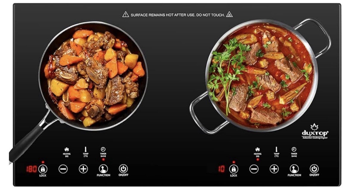 Duxtop 1800W Induction Cooktop 2 Burner Portable Touch Control Timer