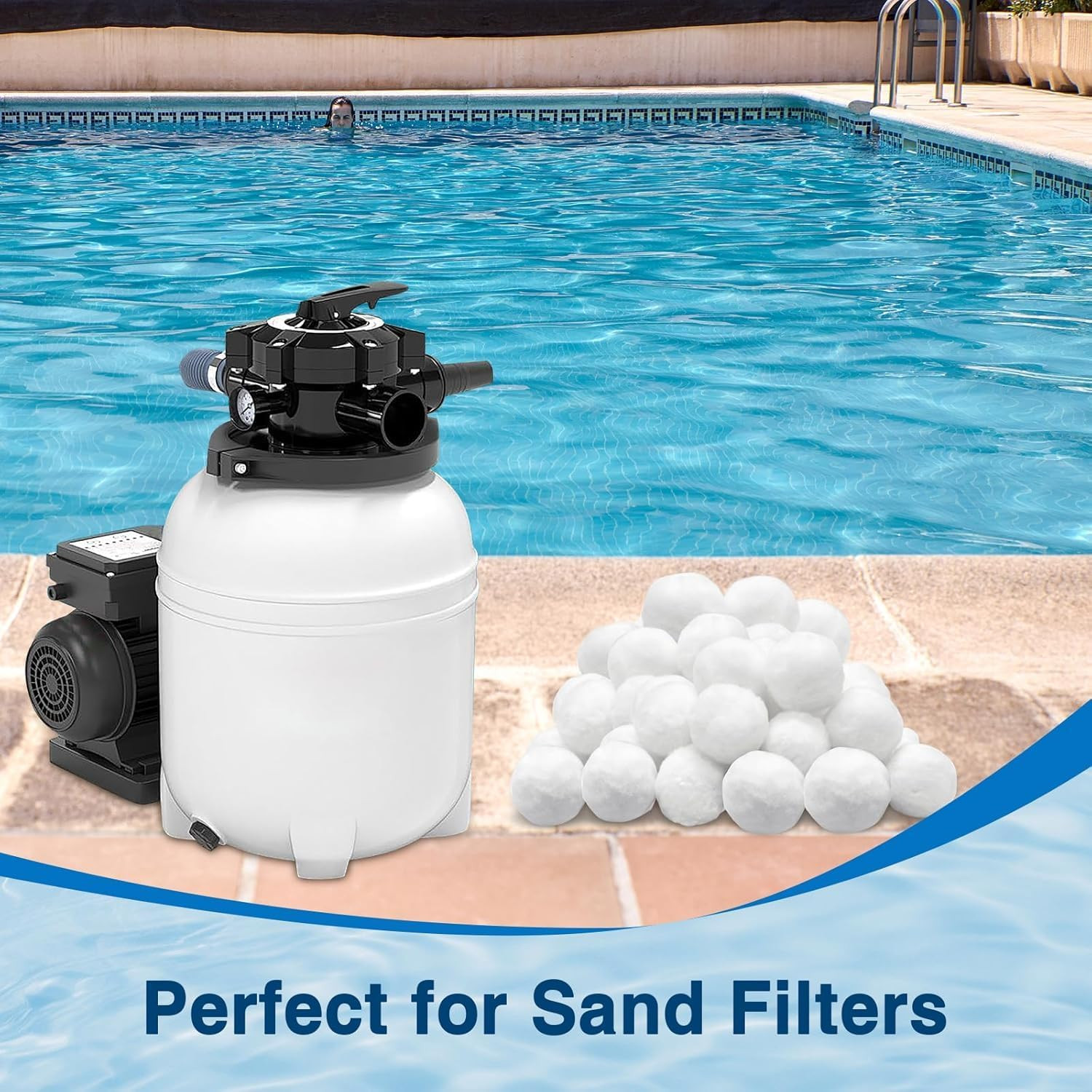 1.6 Lbs Pool Filter Balls for Sand Filters- Reusable High-Efficiency Filtration