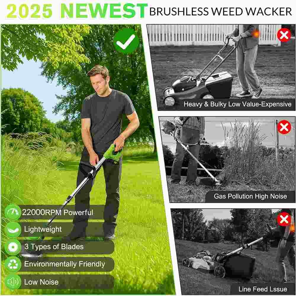 21V Cordless Electric Weed Lawn Eater Edger Grass String Trimmer Cutter Mower US