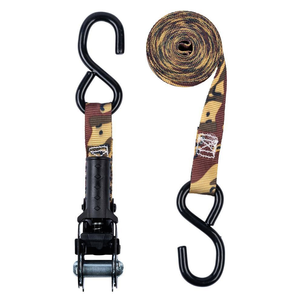 Pistol Grip Desert Camo Ratchet Tie-Down 12 Ft. X 1 In. 1,500 Lbs. (4-Pack)
