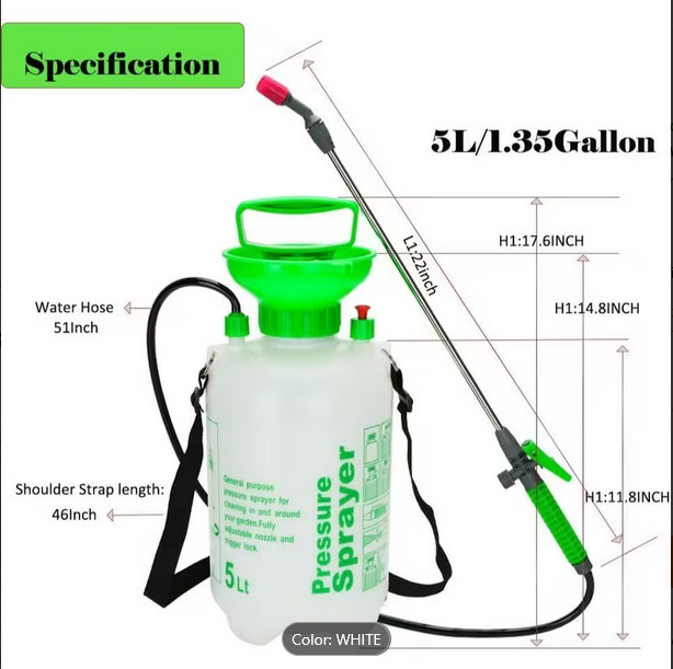 1.35 Gal/5L Pump Up Pressurized Garden Sprayer With Shoulder Strap