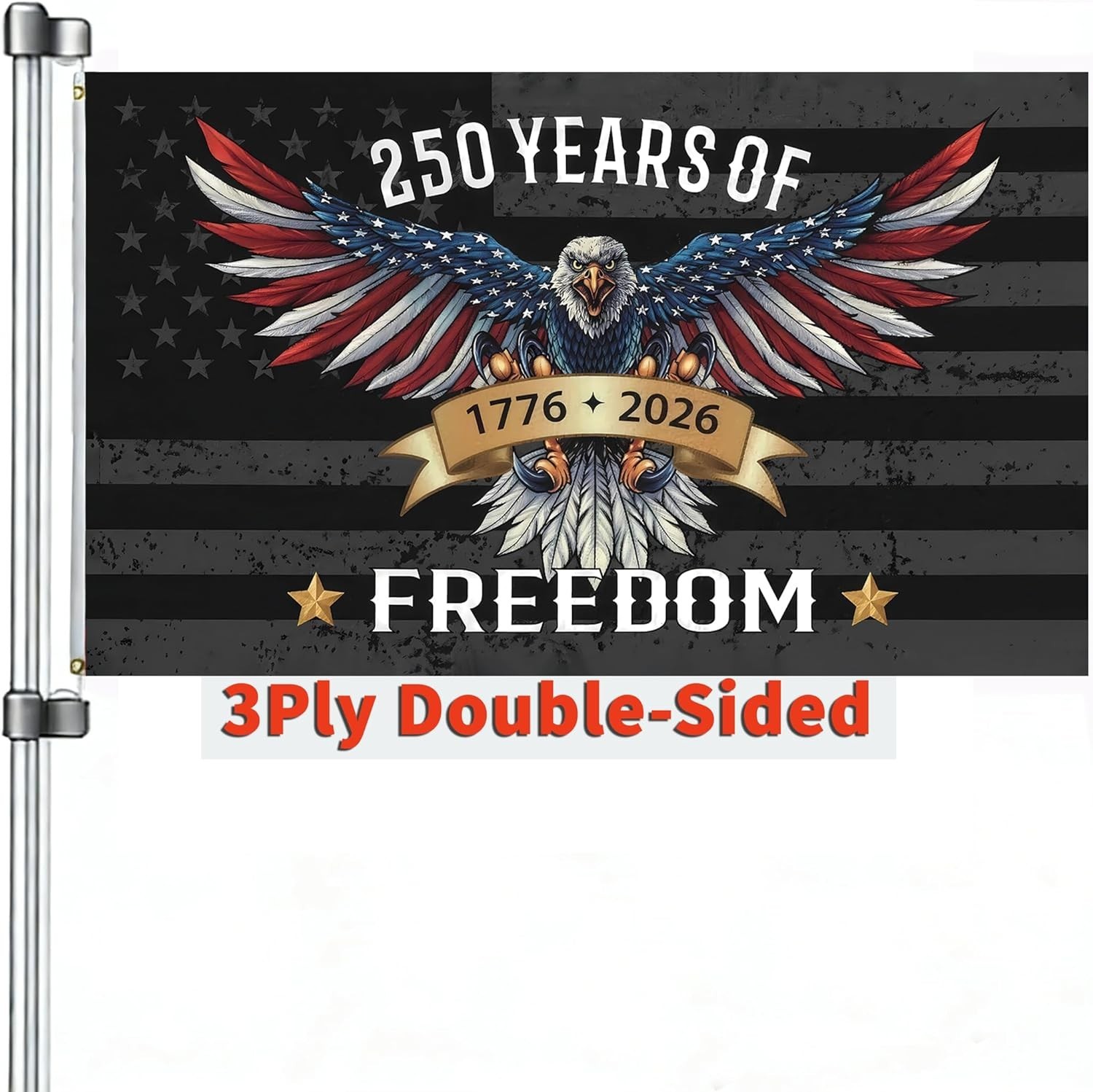 3 Ply 250 Years America Flag – Double Sided Patriotic Eagle 3 X 5 Ft Anniversary