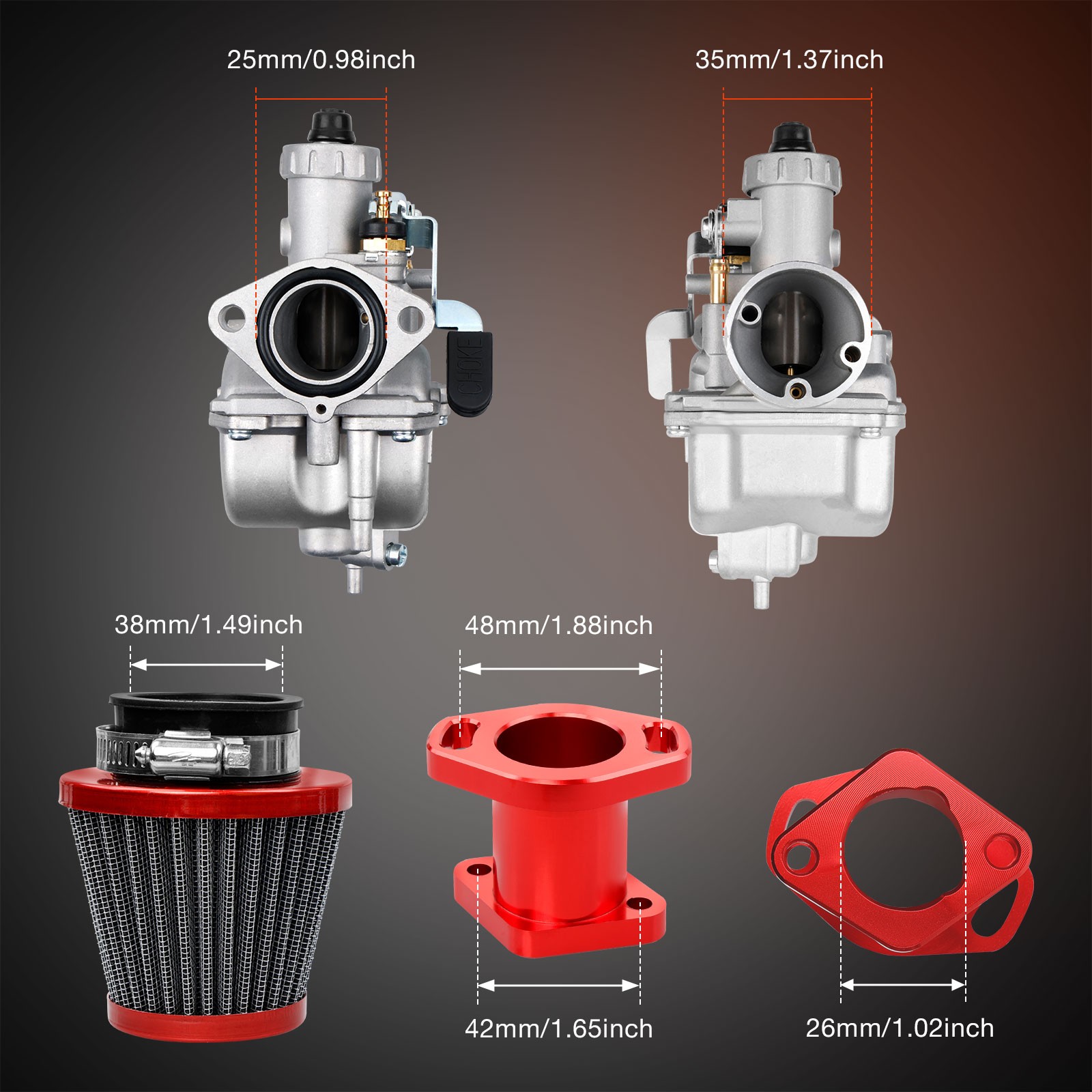 VM22 26mm Carburetor Kit For Predator 212cc GX200 196cc Clones Mini Bike Go Kart