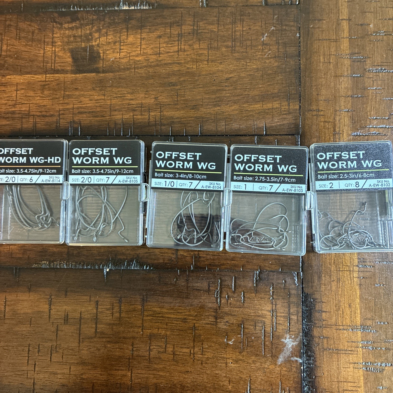 (Lot of 5) Packs BKK Offset Worm Wide Gap/WG -HD Hooks #1-2/0 – 35 total
