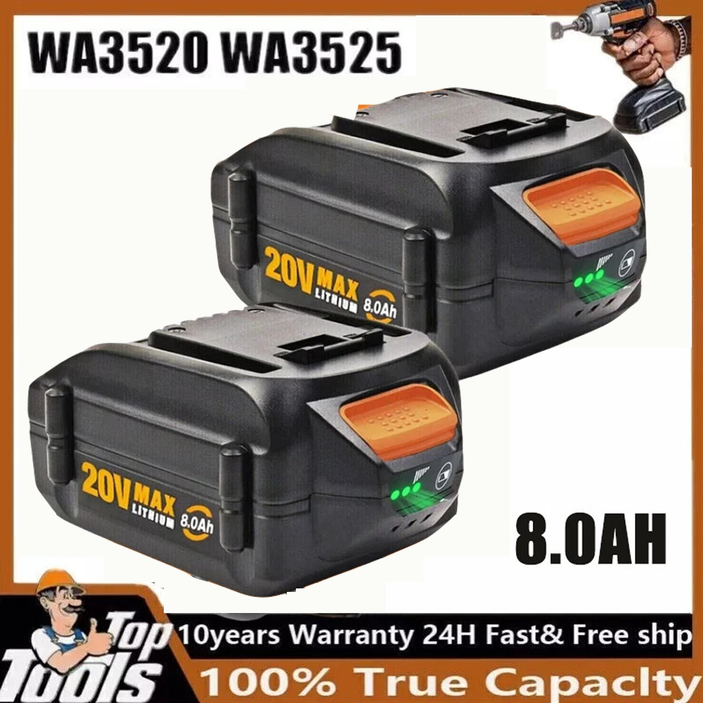 2PACK 8.0Ah For WORX 20V 8AH MAX Extend Lithium-Ion Battery WA3525 WA3575 WA3520