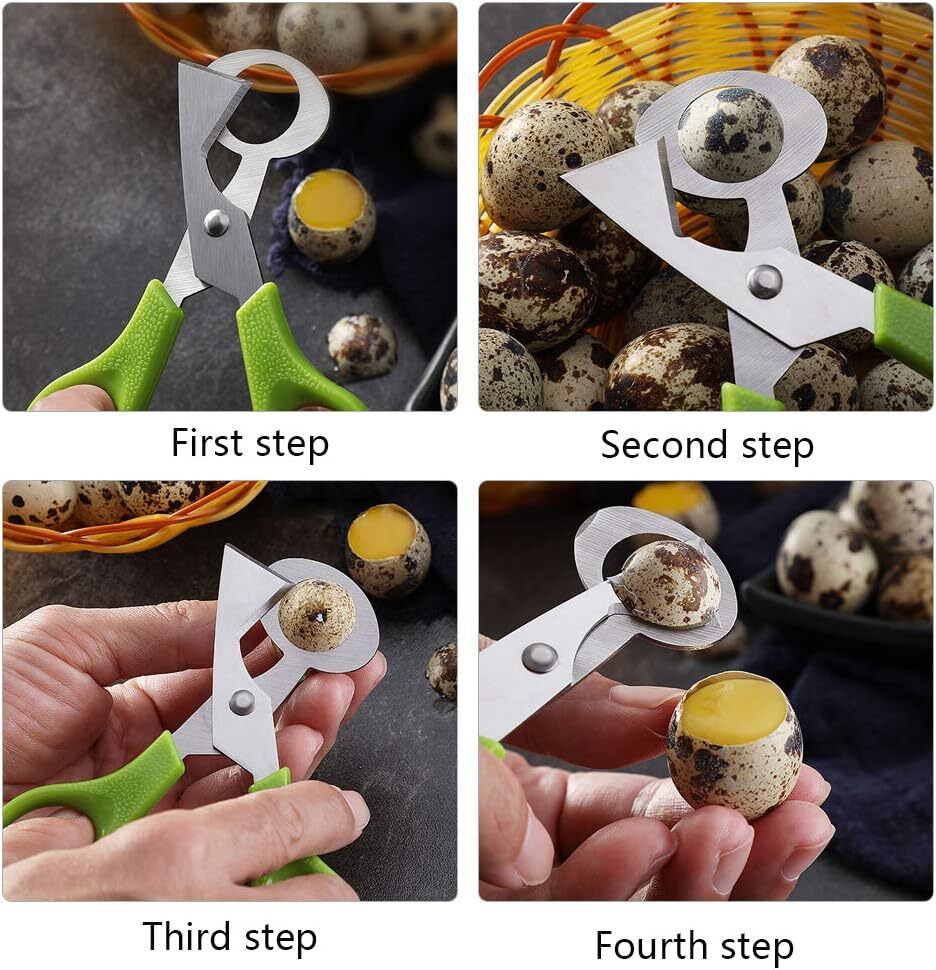 2Pcs Quail Egg Roast egg scissors Cutter Scissors Kitchen Egg Shears Tool(Green)