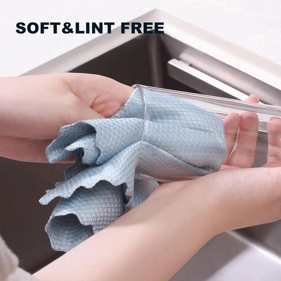 10× Fish Scale Microfiber Polishing Cleaning Cloth Towels Rags Window Glass Car