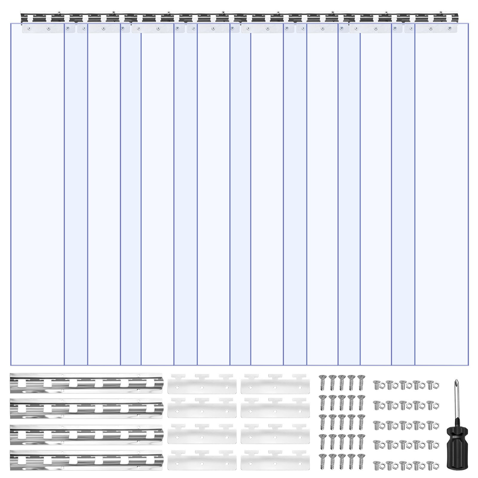 VEVOR 8 PCS PVC Strip Curtain 96 x 48 x 0.08 in Smooth Plastic Door Strips