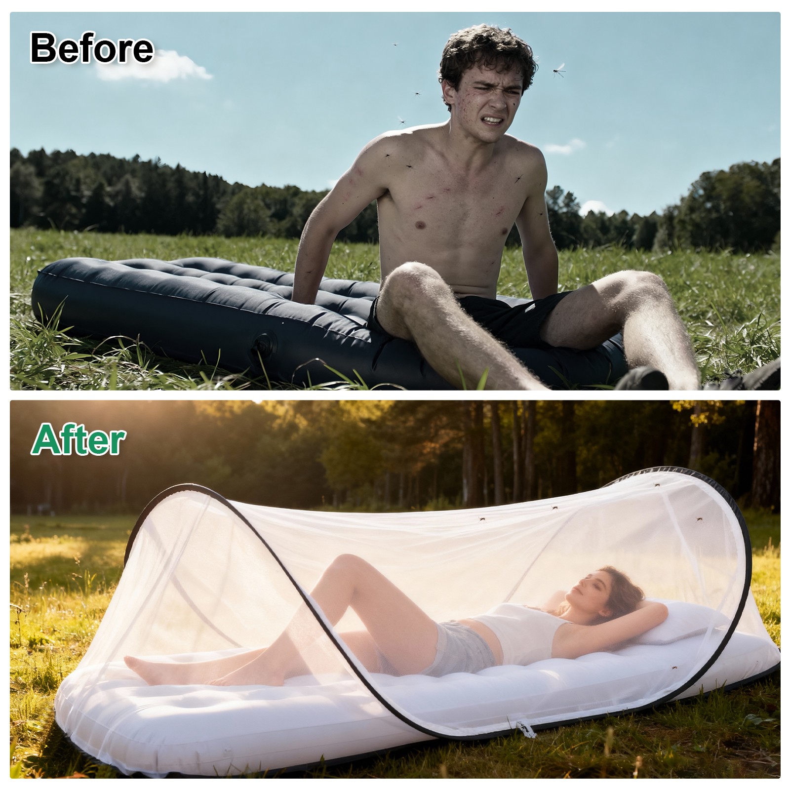 Pop Up Mosquito Net Tent Foldable Lightweight Bed Mesh w/ Storage Bag 78x31x22in