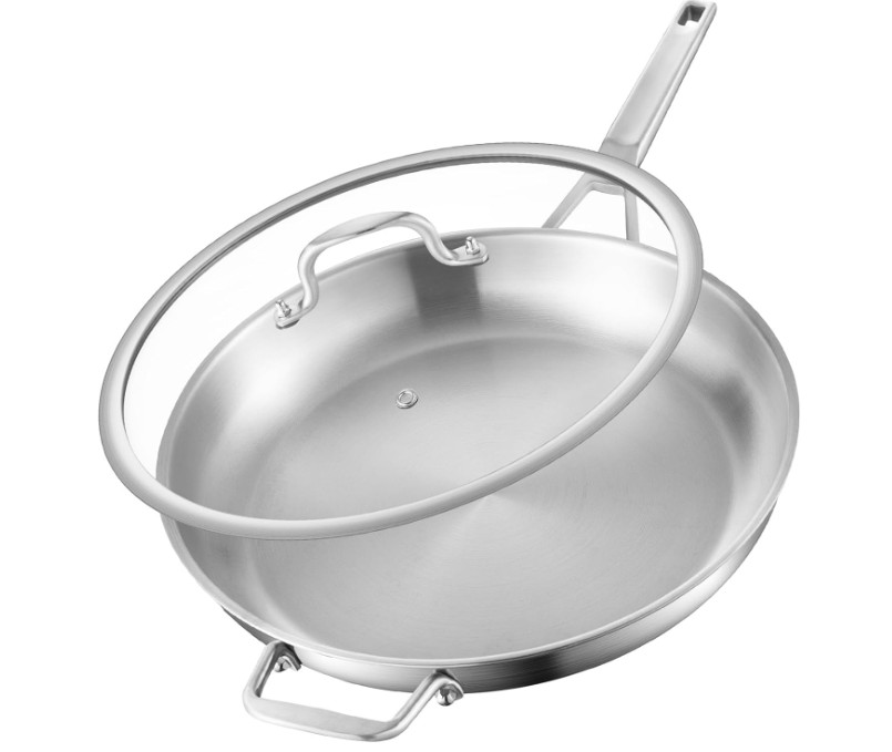 Sartén de acero inoxidable de 35,5 cm (14 pulgadas), resistente, de gran tamaño,