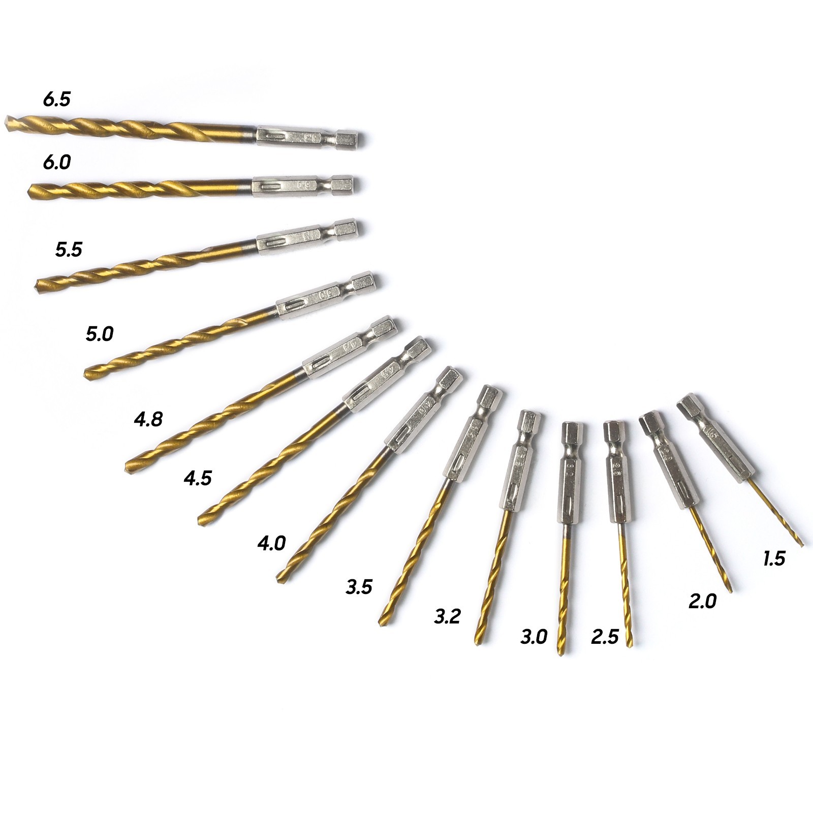 13PCS 1/4″ HEX Shank Drill Bits With Titanium Coating HSS Twist Drill Set Metal