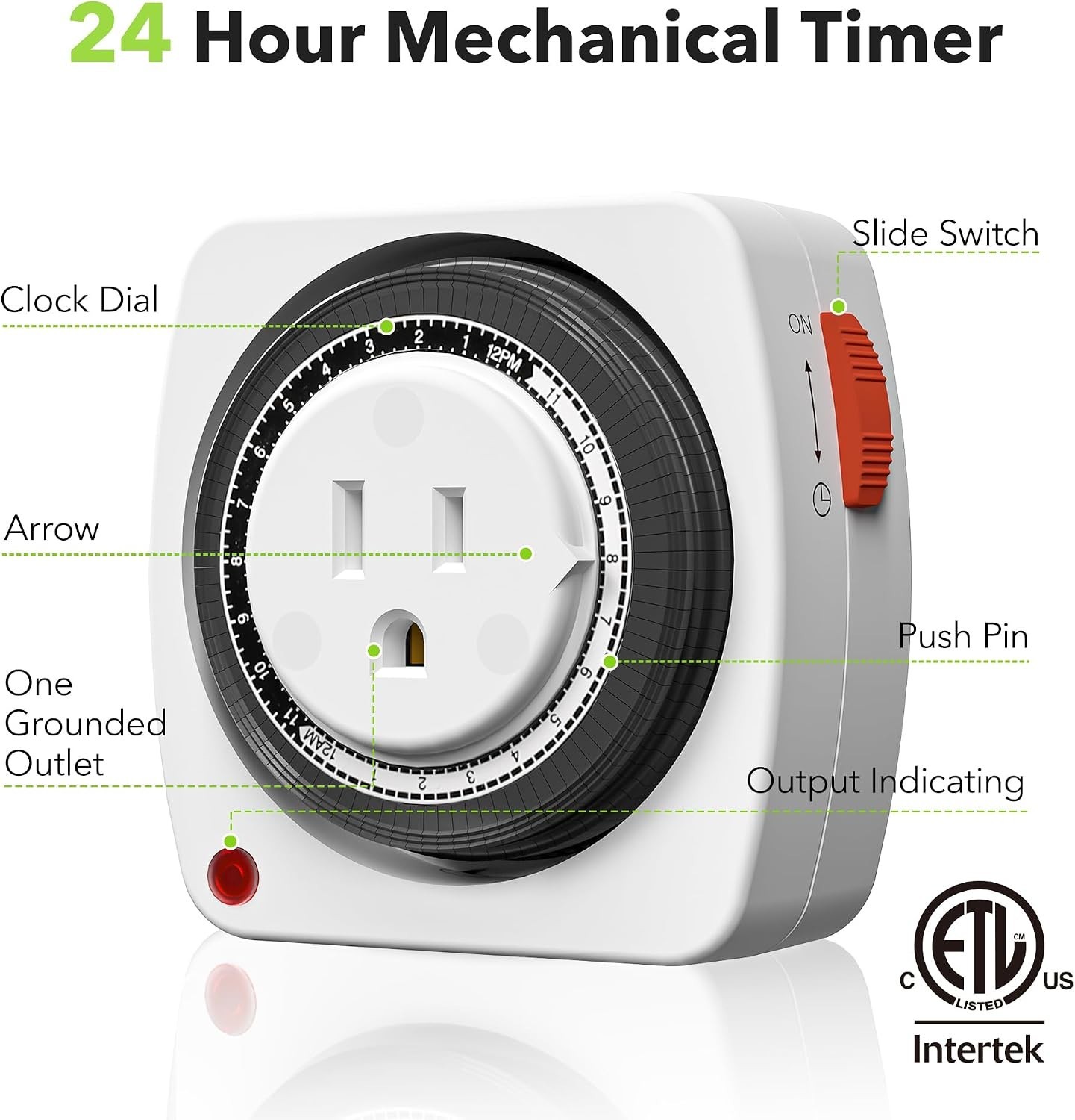 Compact Heavy-Duty Indoor Timer with 3-Prong Plug and 96 Programmable Slots