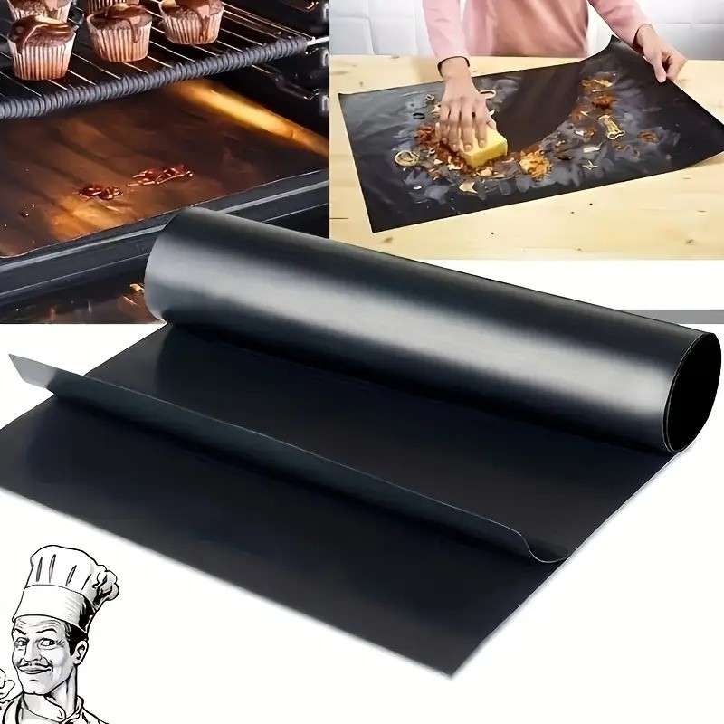 2-Pack Non-Stick BBQ Grill Mats Reusable Heat Resistant Easy to Clean