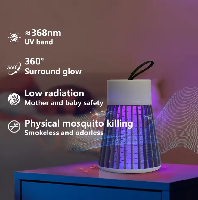 Portable Electric Mosquito Killer Lamp LED Light Trap Fly Bug Insect Zapper Lamp