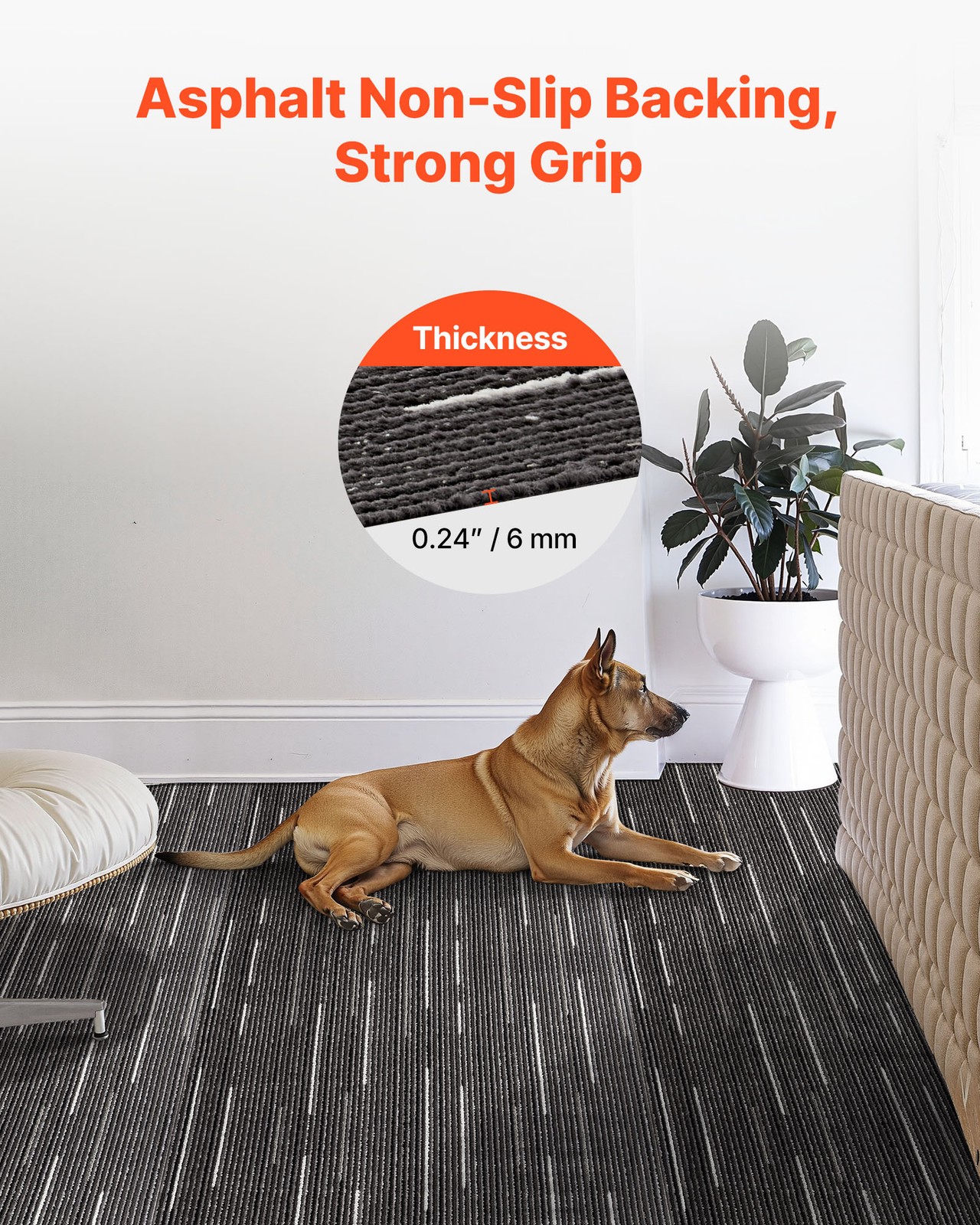 VEVOR Carpet Tiles Reusable 24×24 inch 24 PCS Modular Rug Soft Padded Gray