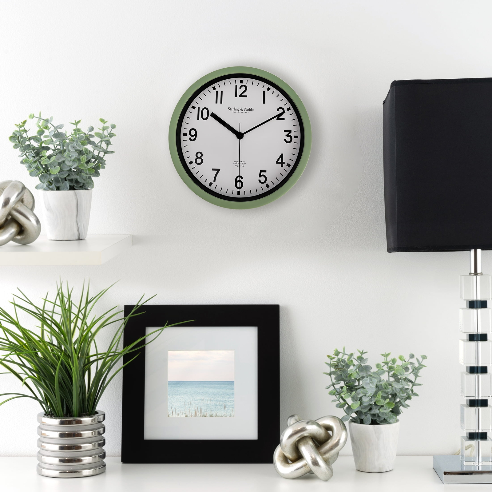 Basic Indoor 8.78″ Sage Analog Round Modern Wall Clock