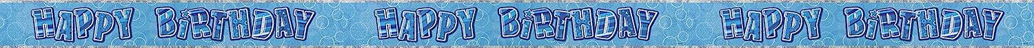 12ft Blue Glitz Foil Aged Birthday Banner Party Decoration