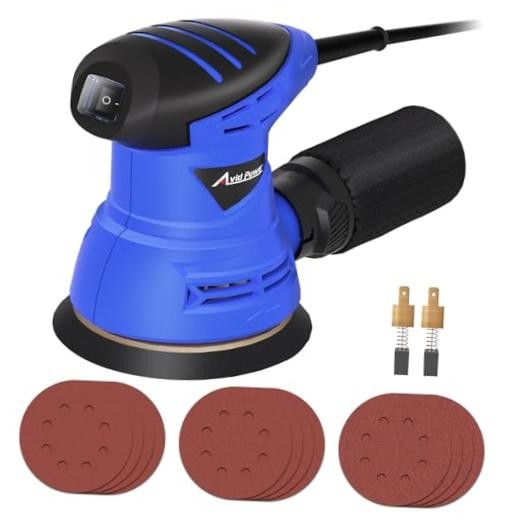 5” Random Orbital Sander Tool Palm Sander for Woodworking | Electric Blue