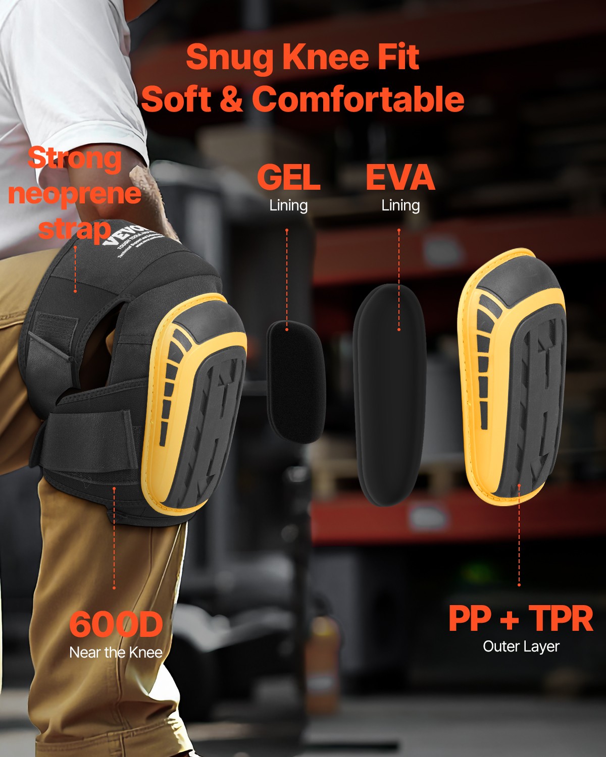 VEVOR Knee Pads for Work Extended Construction Knee Pads Anti-Slip Foam Cushion