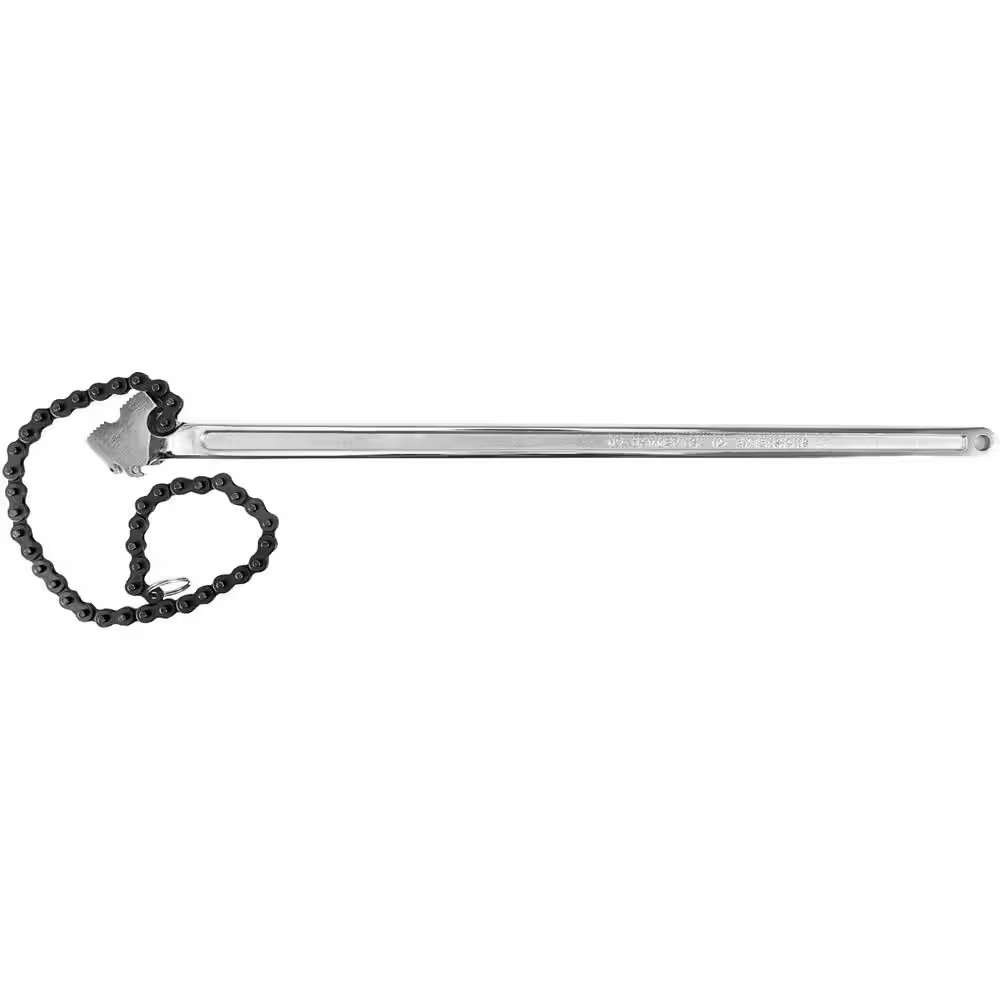 24 In. Heavy Duty Chain Wrench, Carbon Steel, 6.7 In. Capacity, Chain Strap Filt