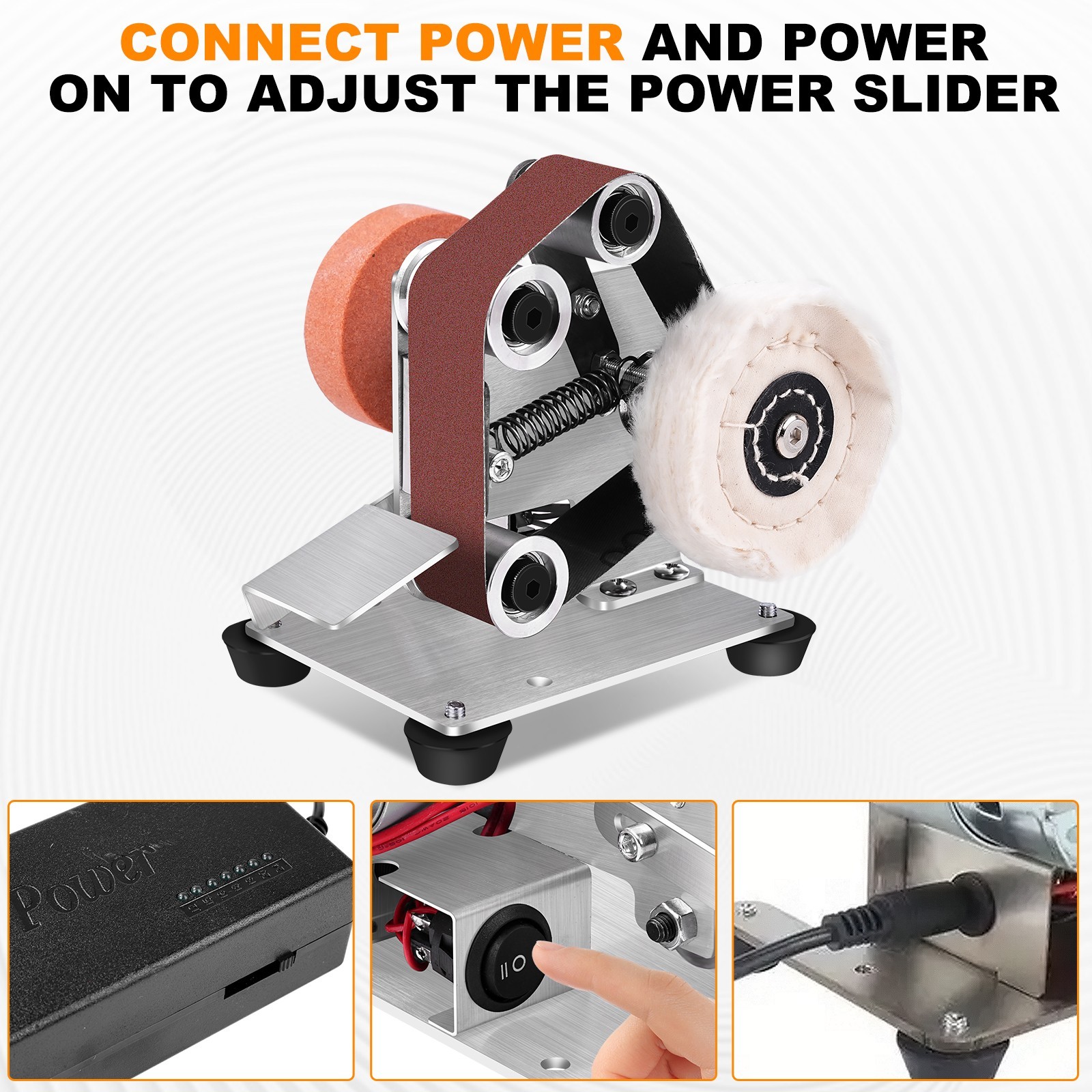 Mini Electric Belt Sander 7 Speed Adjustable Sanding Machine Polishing Grinding