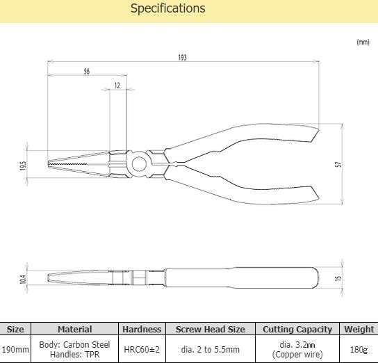 VAMPLIERS 7.5″ Screw Extractor Long Nose Pliers Made in Japan High Carbon Steel
