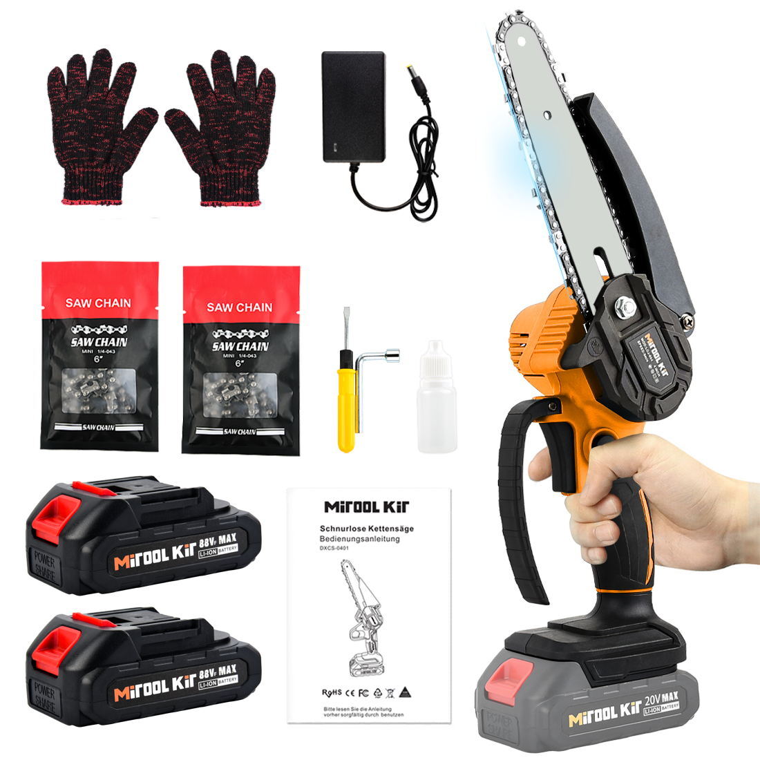 6″ Mini Chainsaw Cordless Handheld Electric Chain Saw Wood Cutter With Battery