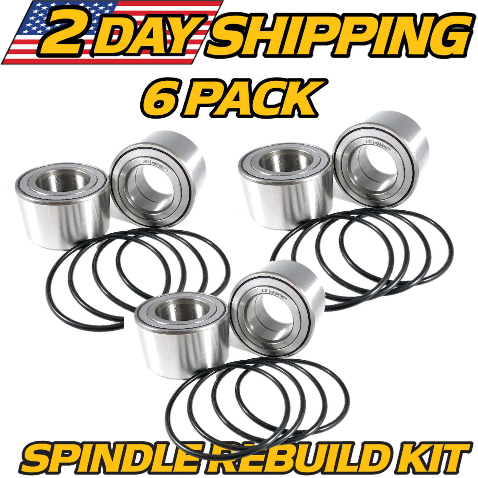 (6 Pk) Spindle Bearing w/O-Rings fits Exmark 109-2064 Lazer Z Hi-Temp Grease