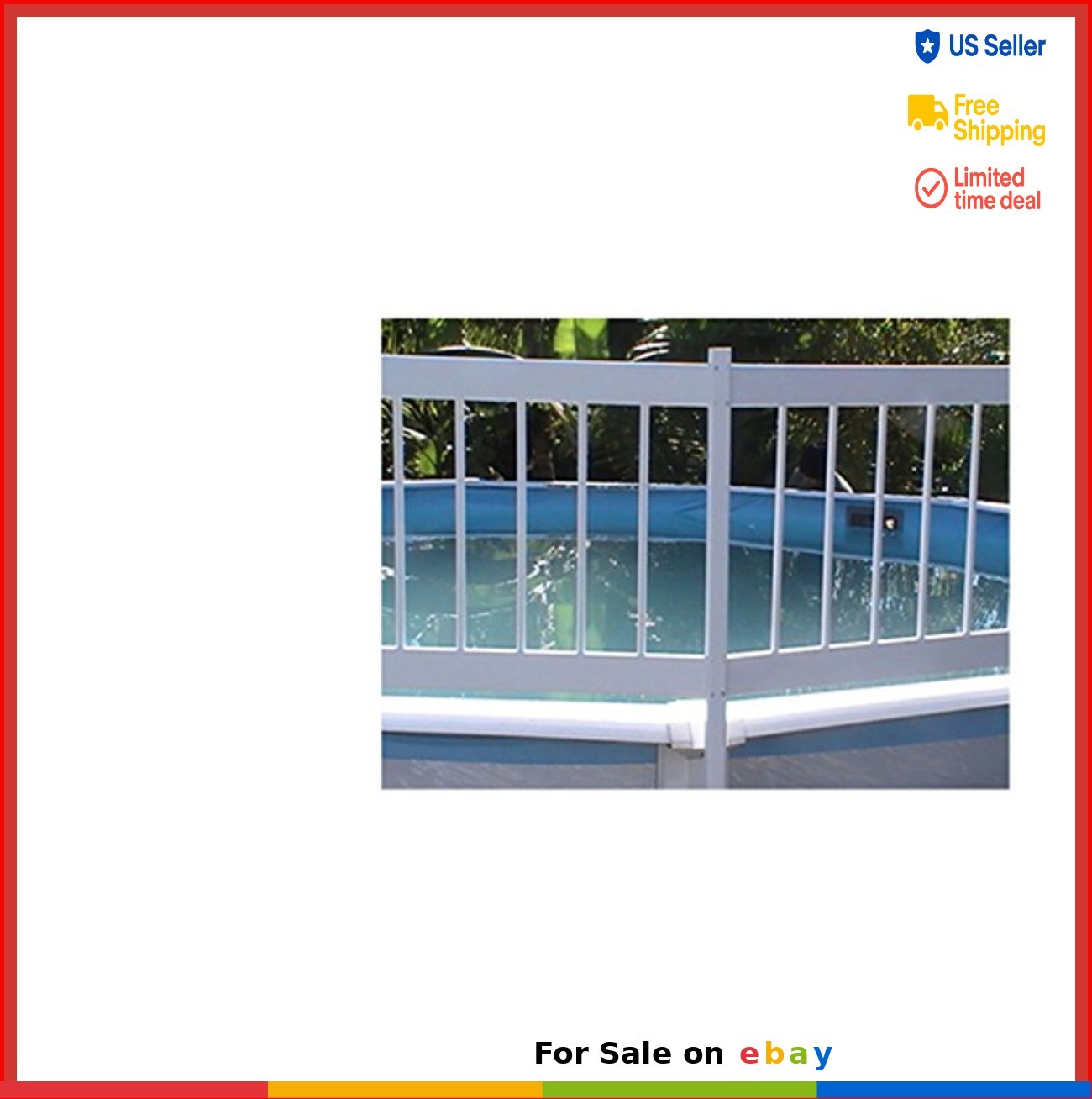 Above Ground Pool Fence Add-On Kit C 2 Sections White Vinyl 24 Inch