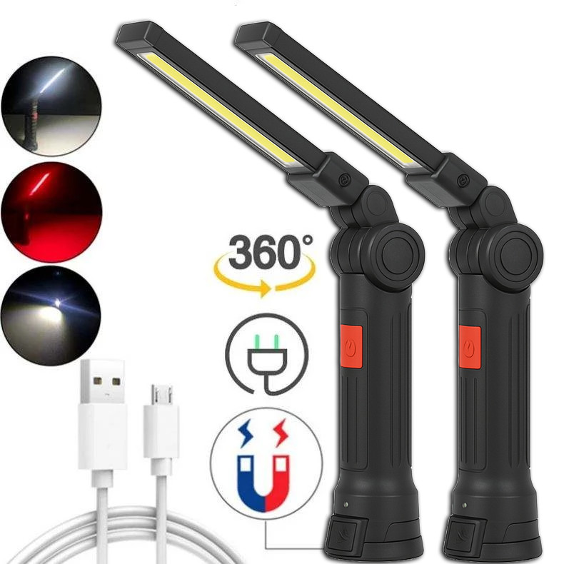 Rechargeable LED COB Work Light Mechanic Flashlight Lamp Magnetic Base Bright