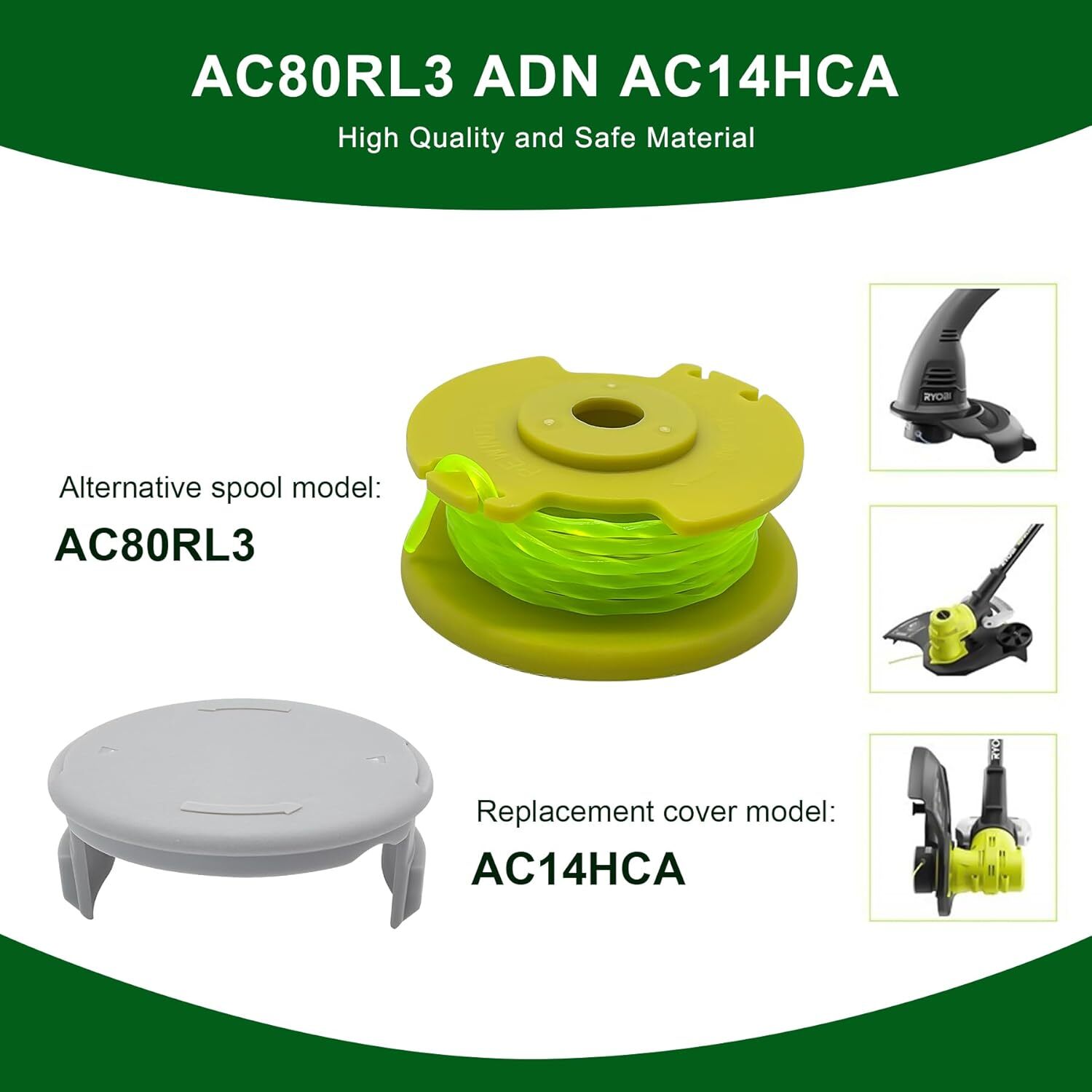 6Pack For Ryobi Twisted Trimmer Line Spool For Ryobi AC80RL3 0.08″ 18V 24V 40V