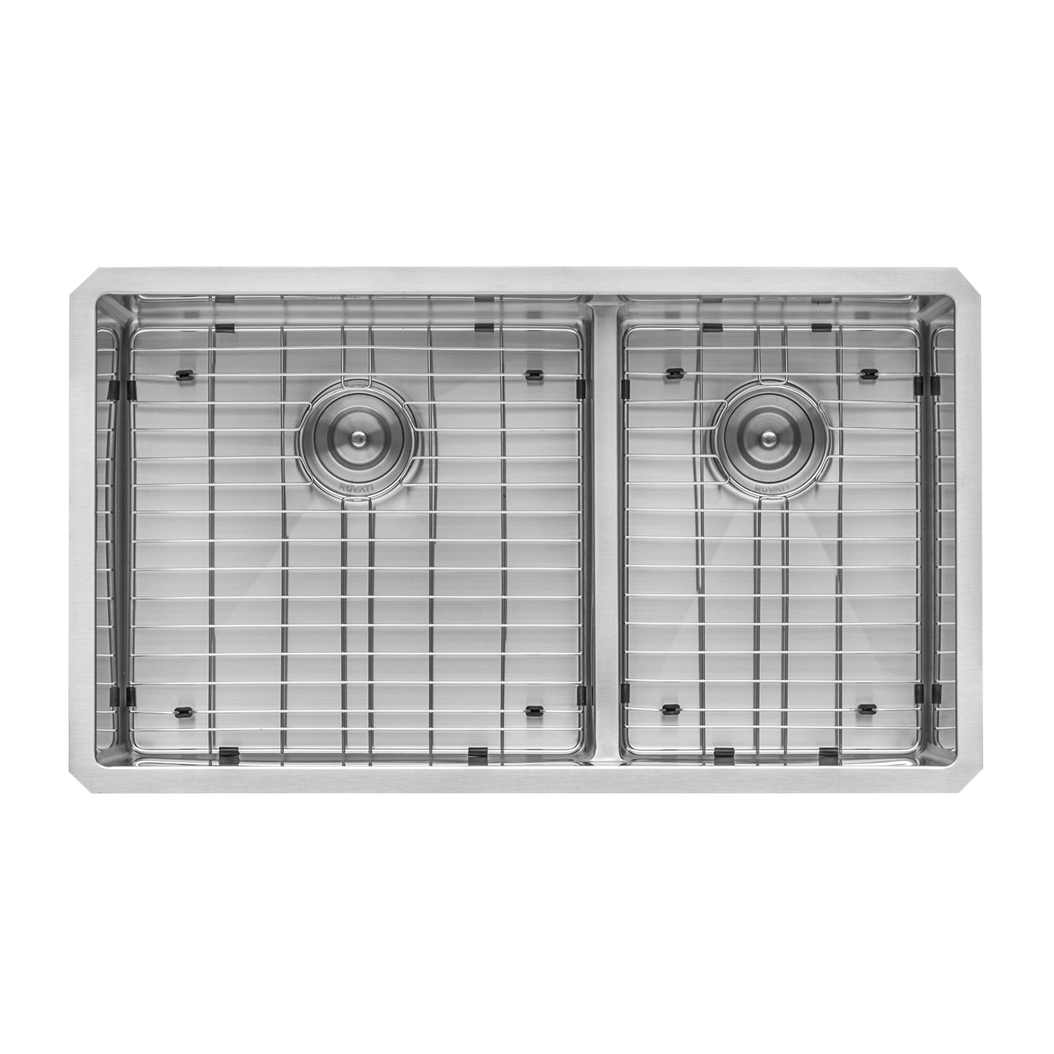 Ruvati 33″ Undermount 60/40 Double Bowl 16Gauge SS Kitchen Sink- RVH7419