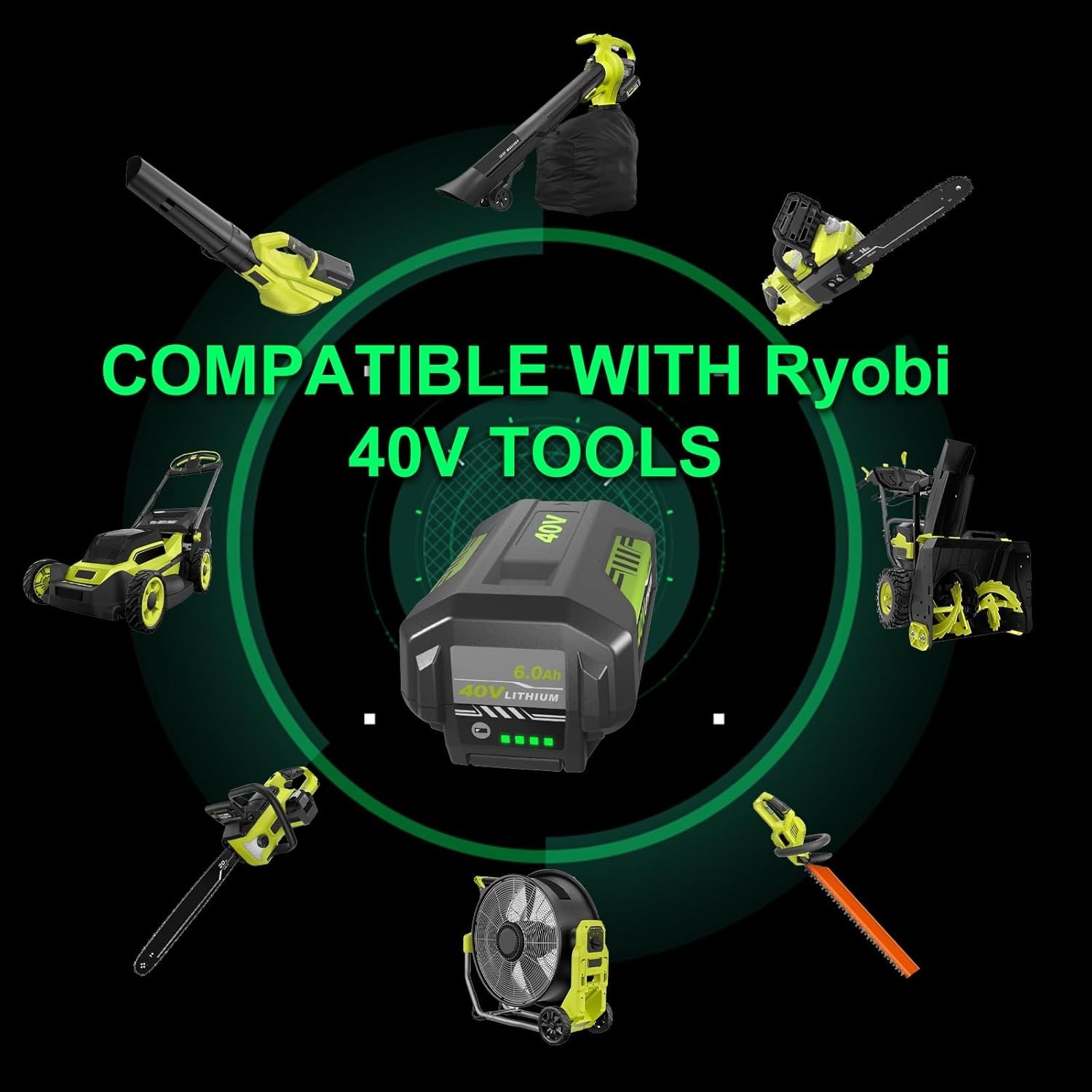 8.0Ah Battery 40 Volt for Ryobi 40V Lithium OP40602 Battery with LED / Charger
