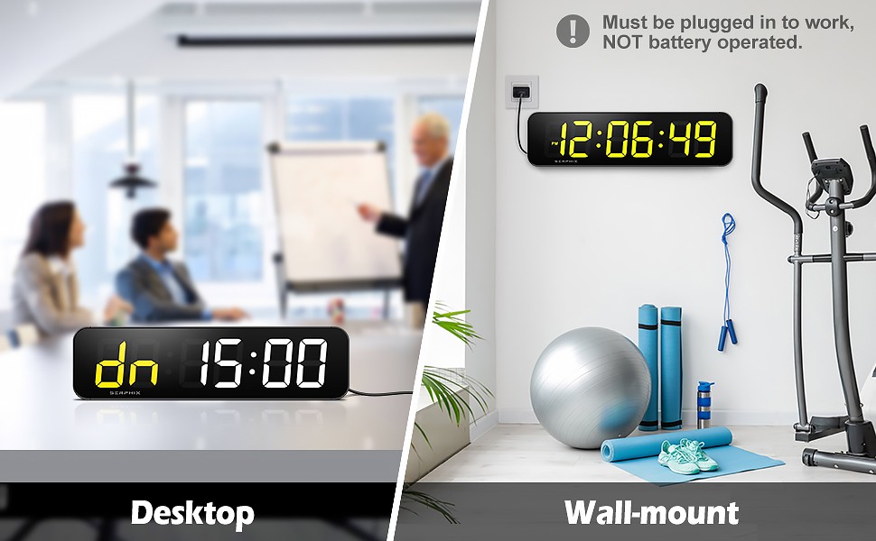 15.2″ Lar Digital Wall Clo with Seconds, App & Remote Control,