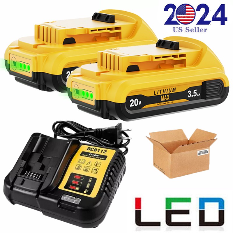 20V FOR DEWALT DCB201 20 Volt MAX Lithium-Ion Battery / Charger DCB206-2 DCB203