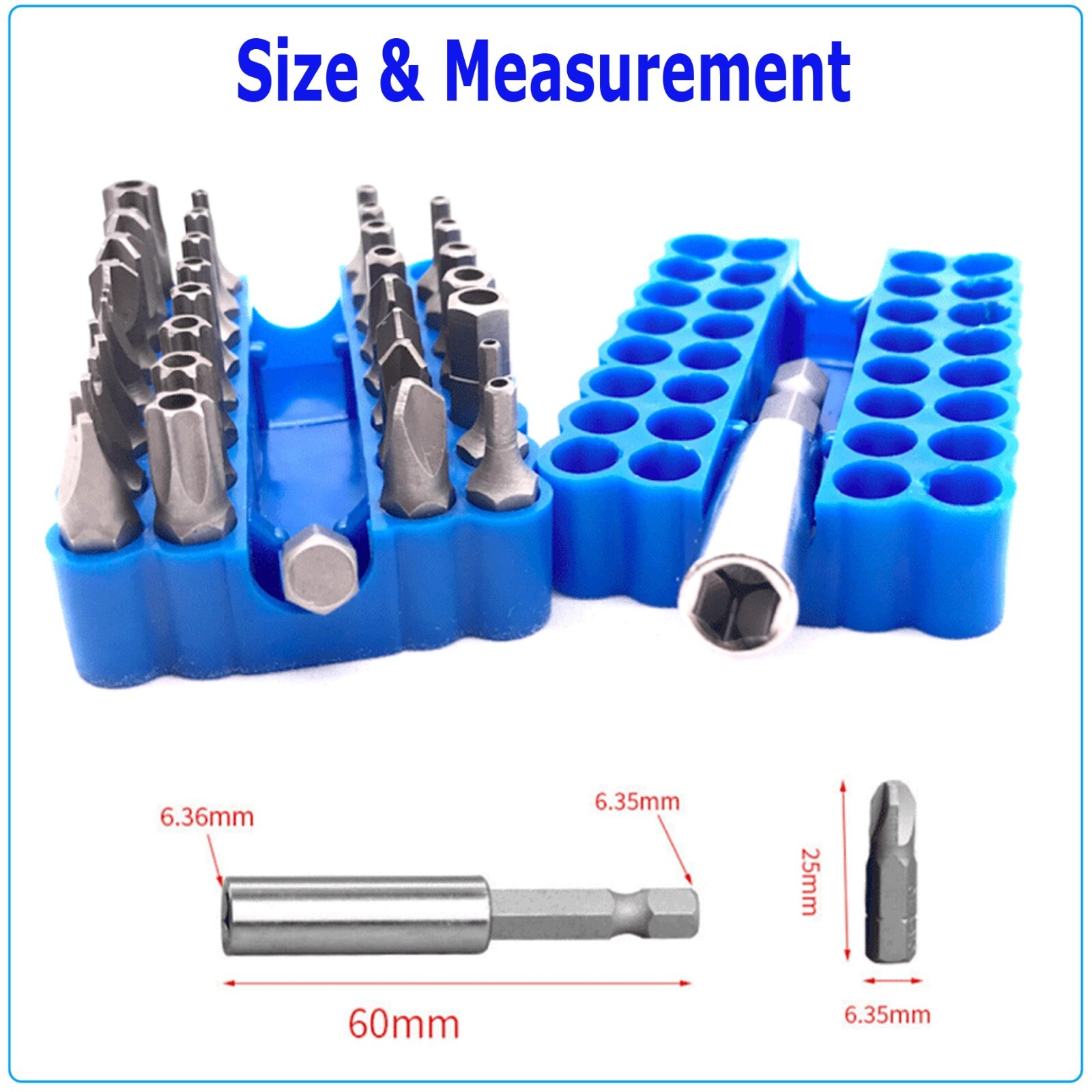 33PCS Hex Head Drill Torx Bit Set Tamper Security 1/4″ Extension Screwdriver Kit