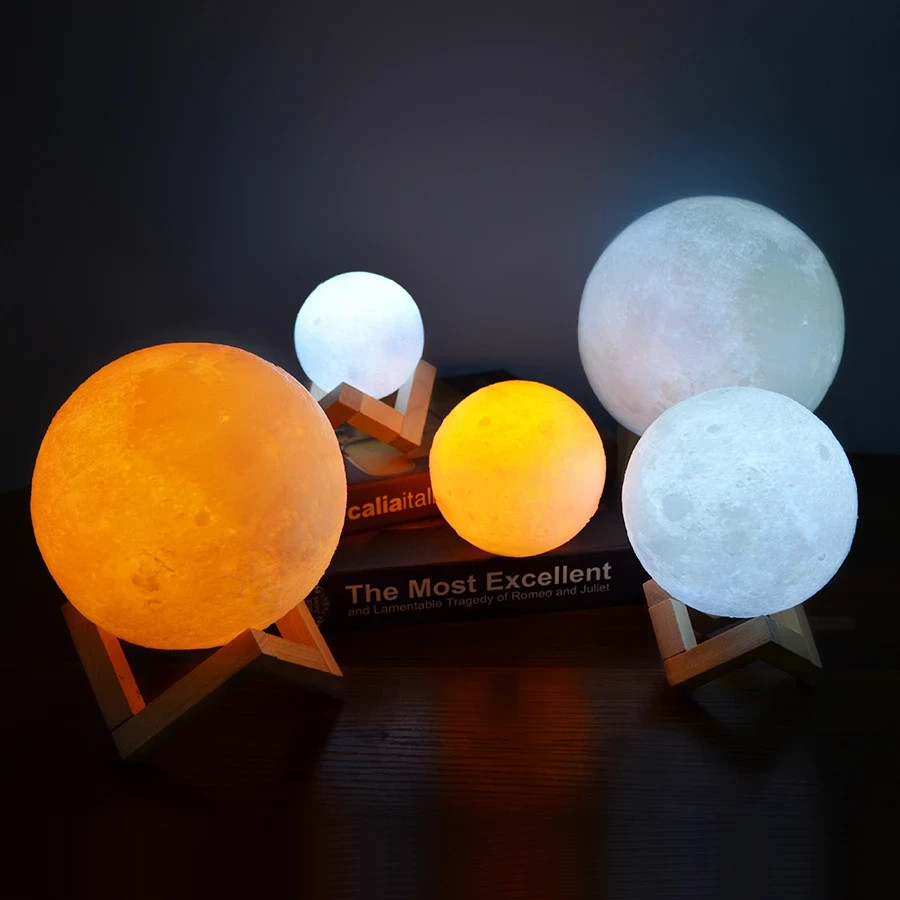 3D Moon Night Light Table Lamp USB Charging Remote Touch Control Home Decor Gift