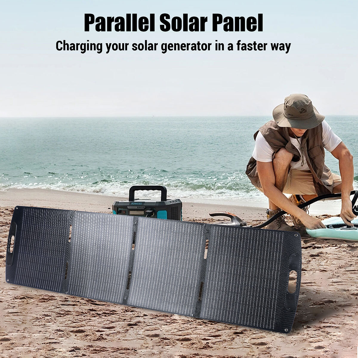 200W Solar Panel Blanket Portable Solar Suitcase Foldable for Power Station RV