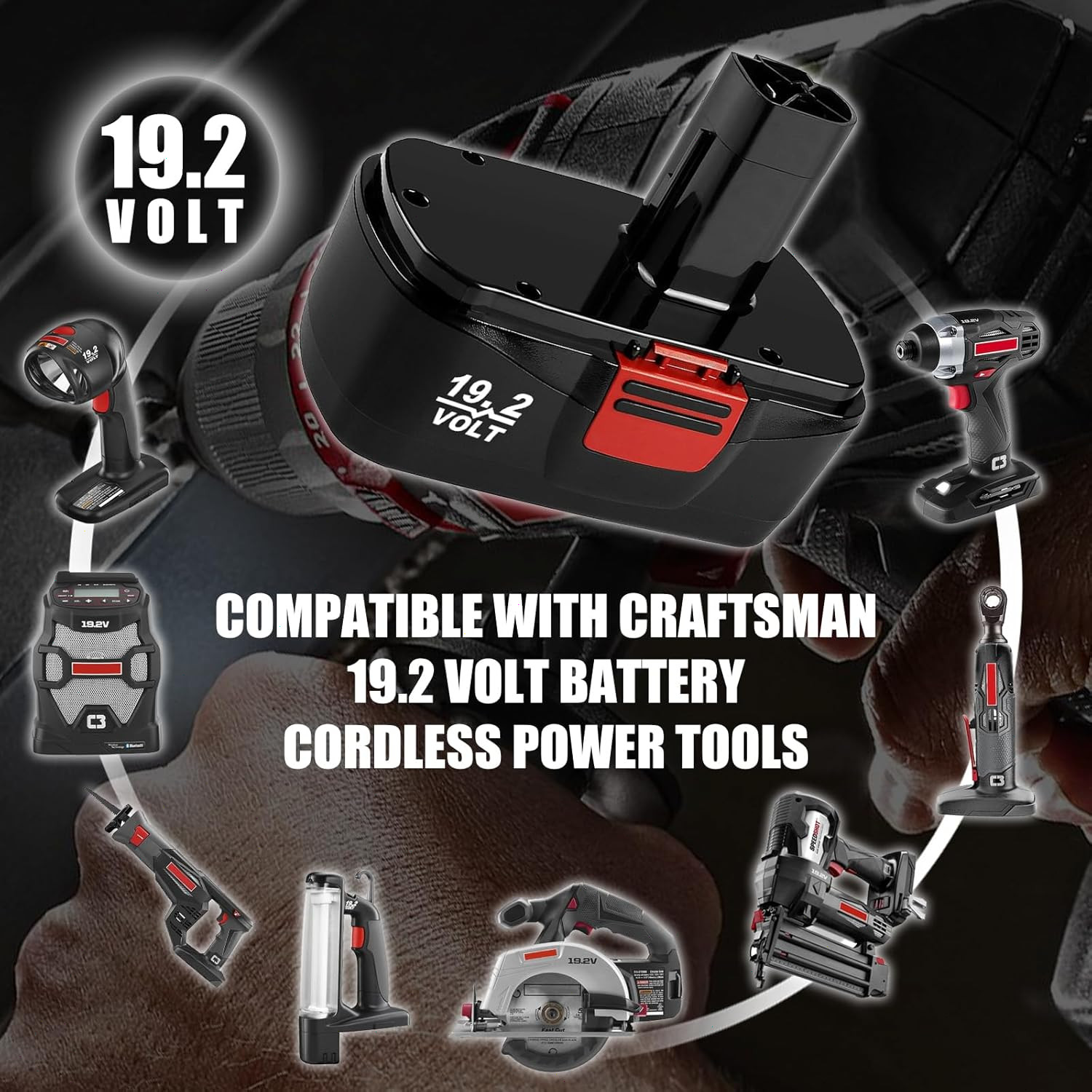 1~2Pack 19.2V For Craftsman 11375 Ni-MH New Battery C3 130279005 11376 130279003