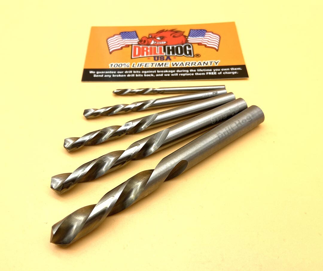 Drill Hog® 5 Pc Left Hand Drill Bit Set Niobium Nb41 Reverse Lifetime Warranty