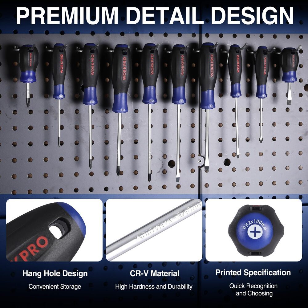 WORKPRO Magnetic Screwdriver Set 10-Piece Flat Head Phillips Slotted Screwdriver